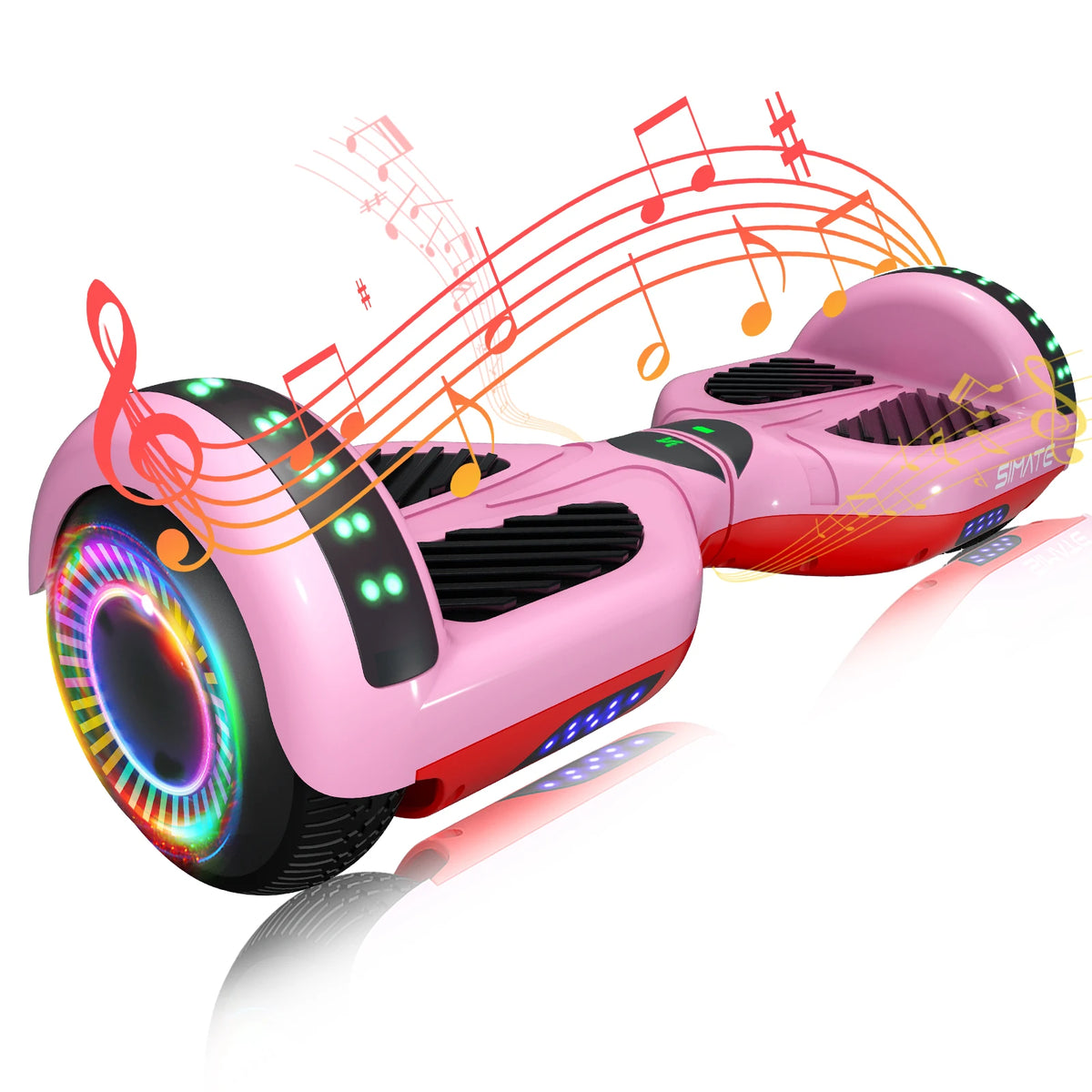 Simate Self Balancing Hoverboard With Bluetooth Speaker And LED Lights