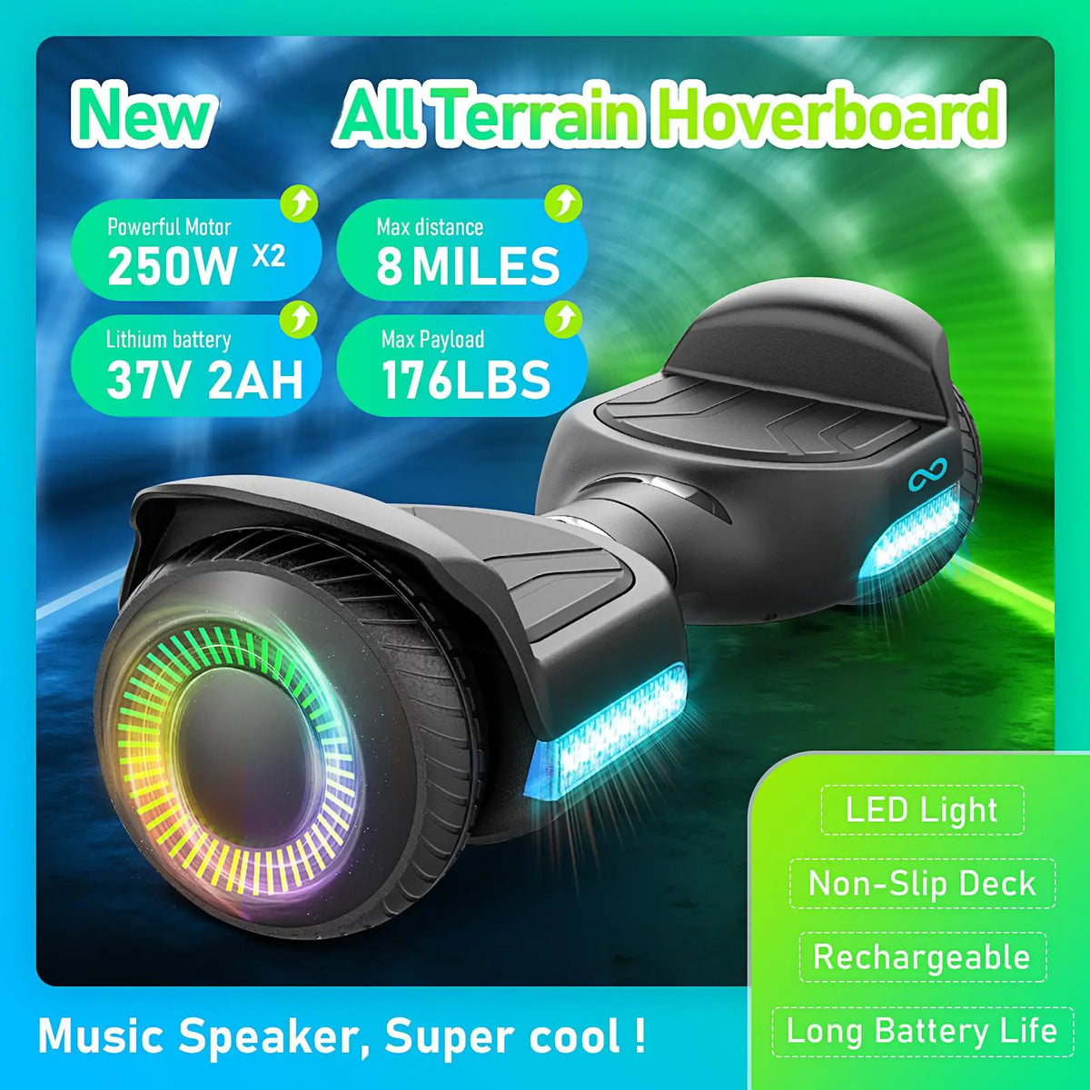 Gyroor All Terrain Self Balancing Hoverboard With Bluetooth Speaker