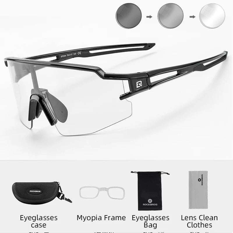 Rockbros Photochromic Cycling Glasses UV400 Sports Eyewear