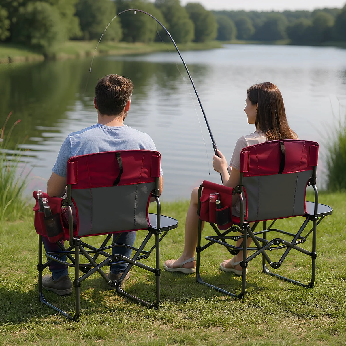 HiMISS Heavy Duty Folding Director Chair With Side Table