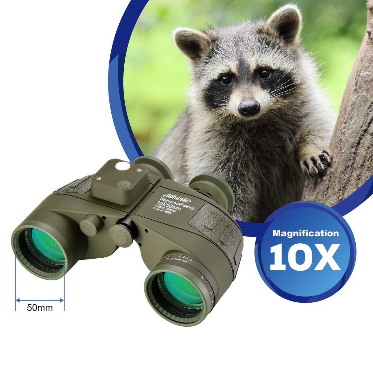 HD Marine Binoculars With Rangefinder And Compass Waterproof