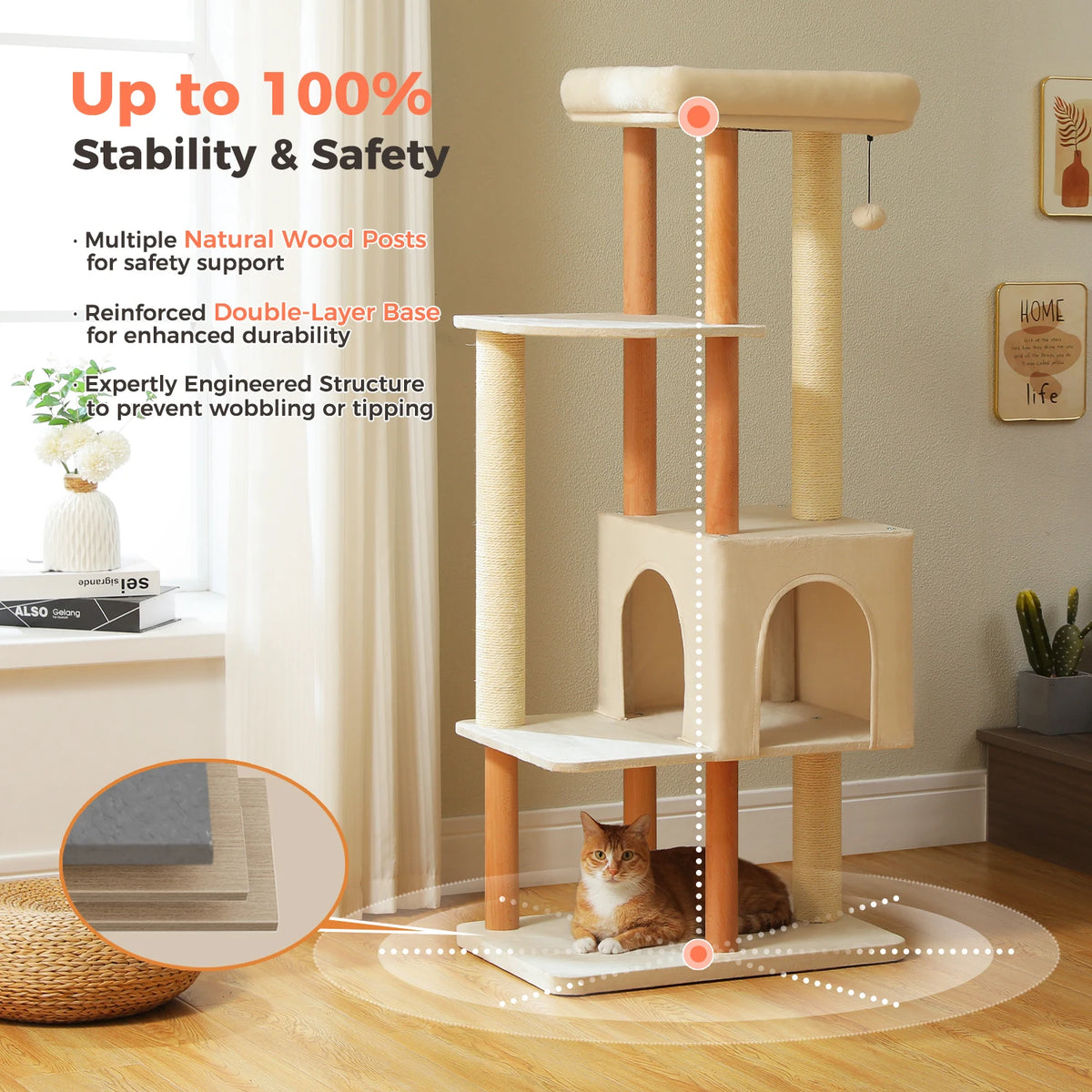PAWZ Road Indoor Cat Tree With Sisal Scratching Posts