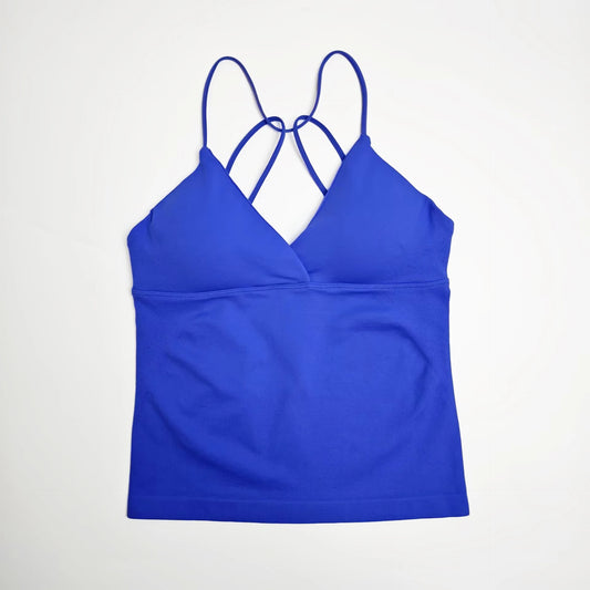 NCLAGEN Women Seamless Twist Front Longline Yoga Fitness Tank Top